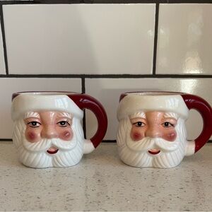 🎄 NWT Pottery Barn Santa Claus Figural Mugs – Set of 2 | 16 oz